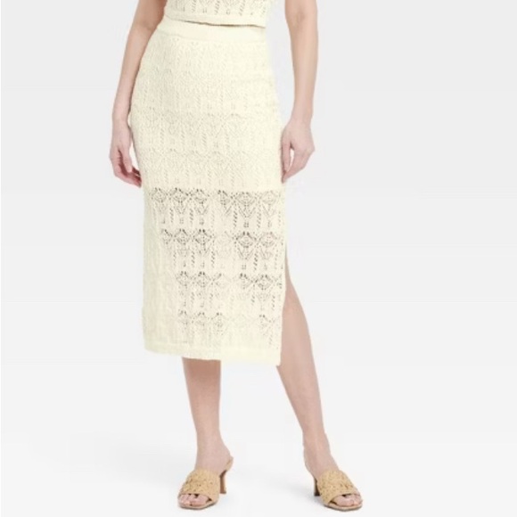 Plus size A New Day Elegant Knit Cream Lace Midi Skirt size 2X. New with tags. - Picture 1 of 13